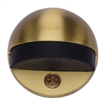 Round Shielded Floor Mounted Door Stop  in Satin Brass