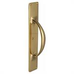 Door Pull Handle on Plate in Polished Brass