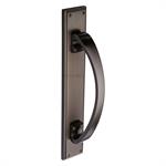Door Pull Handle on Back Plate in Matt Bronze
