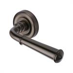 Colonial Door Handle on Round Rose in Matt Bronze