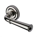 Colonial Door Handle on Round Rose in Polished Nickel Finish