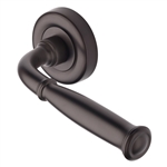 Lincoln Door Handle on Round Rose in Matt Bronze