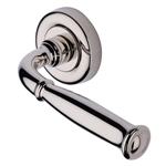 Lincoln Door Handle on Round Rose in Polished Nickel Finish