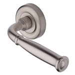 Lincoln Door Handle on Round Rose in Satin Nickel