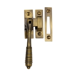 Mortice & Hook Plate Reeded Casement Fastener  in Antique Brass