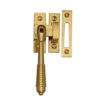 Mortice & Hook Plate Reeded Casement Fastener  in Satin Brass