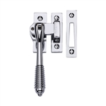Lockable Mortice & Hook Plate Reeded Casement Fastener in Polished Chrome