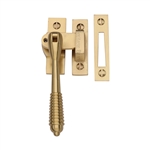 Lockable Mortice & Hook Plate Reeded Casement Fastener in Satin Brass