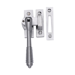 Lockable Mortice & Hook Plate Reeded Casement Fastener in Satin Chrome