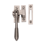 Lockable Mortice & Hook Plate Reeded Casement Fastener in Satin Nickel