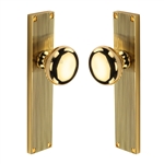 Victoria Reeded Mortice Knob on Plate in Polished Brass