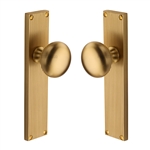Victoria Reeded Mortice Knob on Plate in Satin Brass