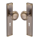 Victoria Mortice Knob on Plate in Antique Brass