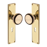 Victoria Mortice Knob on Plate in Polished Brass
