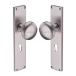 Victoria Mortice Knob on Plate in Satin Nickel