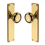 Victoria Mortice Knob on Plate in Polished Brass