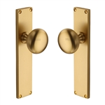 Victoria Mortice Knob on Plate in Satin Brass