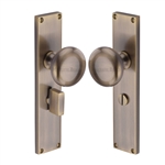 Victoria Mortice Knob on Plate in Antique Brass