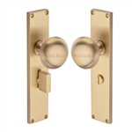 Victoria Mortice Knob on Plate in Satin Brass