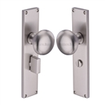 Victoria Mortice Knob on Plate in Satin Nickel