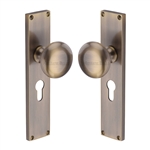 Victoria Mortice Knob on Plate in Antique Brass