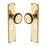 Victoria Mortice Knob on Plate in Polished Brass