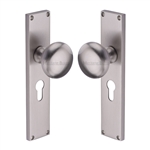 Victoria Mortice Knob on Plate in Satin Nickel