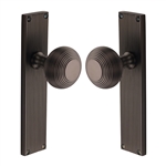 Beehive Reeded Mortice Knob on Plate  in Matt Bronze