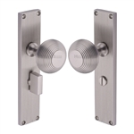 Beehive Reeded Mortice Knob on Plate  in Satin Nickel