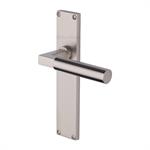 Bauhaus Door Handle on 200mm Plate in Satin Nickel