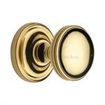 Whitehall Door Knob on Rose in Polished Brass