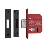 CE York British Standard 5 Lever Deadlock 2 1/2"  in Matt  Black