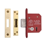 CE York British Standard 5 Lever Deadlock 2 1/2"  in Polished Brass