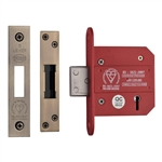 CE York British Standard 5 Lever Deadlock 3" in Antique Brass