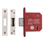 CE York British Standard 5 Lever Deadlock 3" in Satin Chrome / Nickel Finish