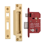 CE York British Standard 5 Lever Sashlock 2 1/2" in Satin Brass