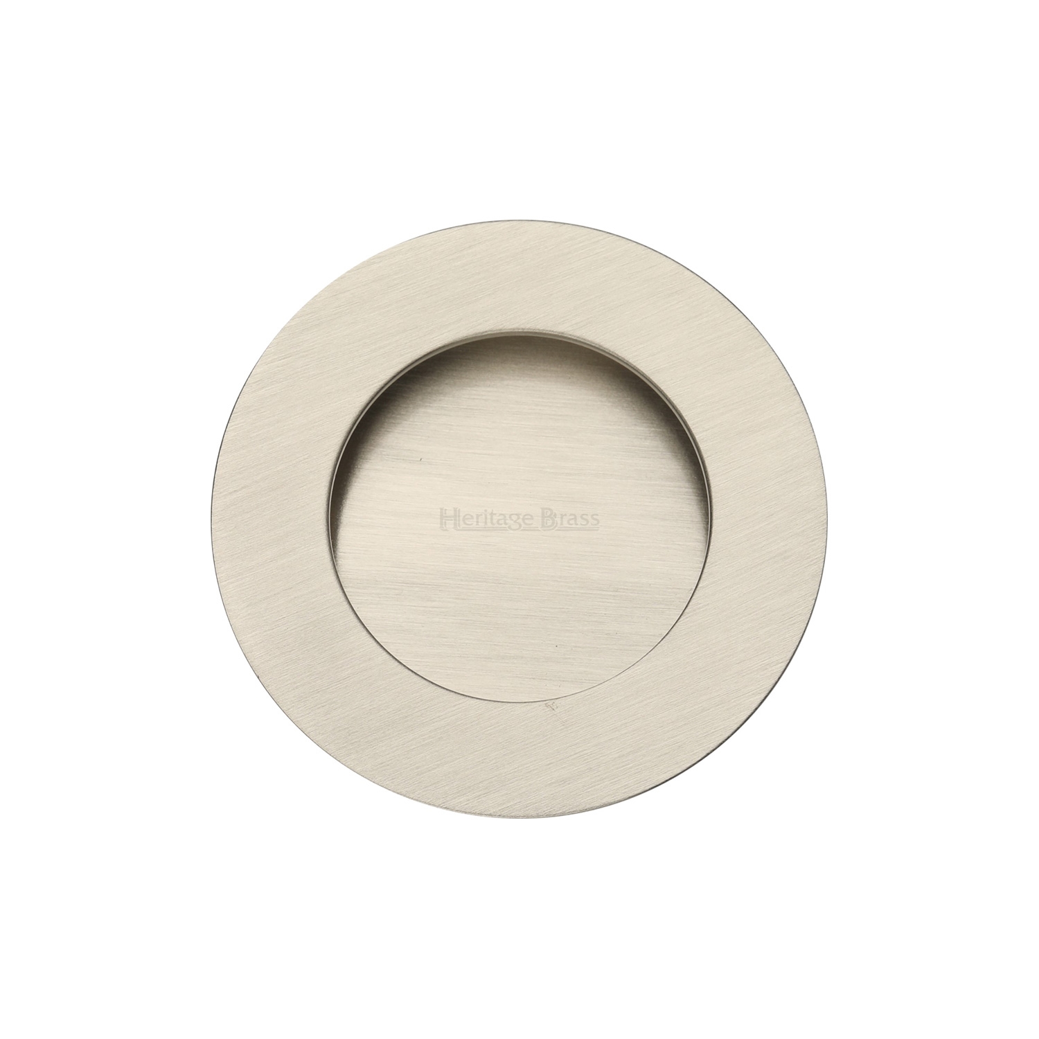 Round Flush Pull Satin Nickel finish