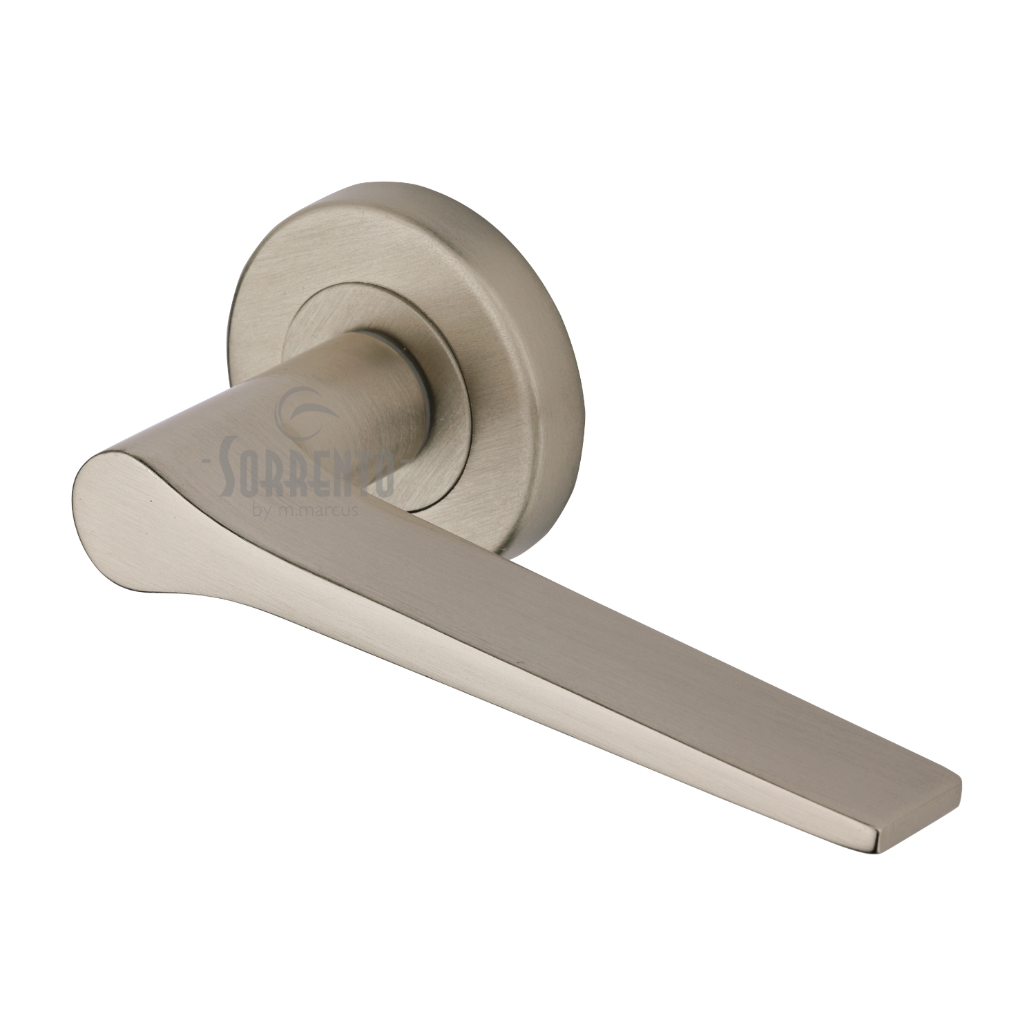 Sorrento Door Handle Lever Latch on Round Rose Gio Design Satin Nickel ...