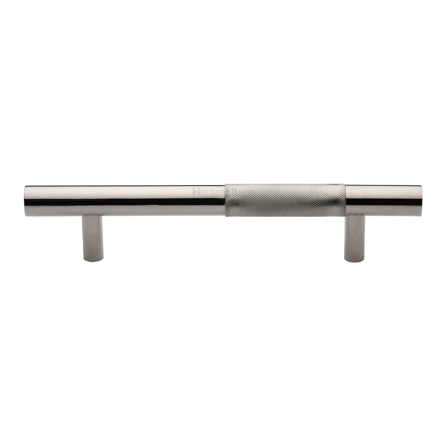 Heritage Brass Door Pull Handle Bar Knurled Design 203mm Polished