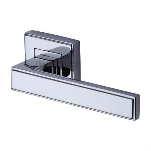 Linear Sq Door Handle on Square Rose