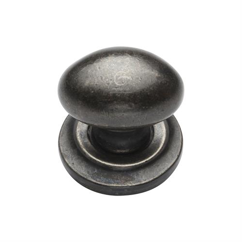 Rustic Pewter Oval Cabinet Knob on Rose