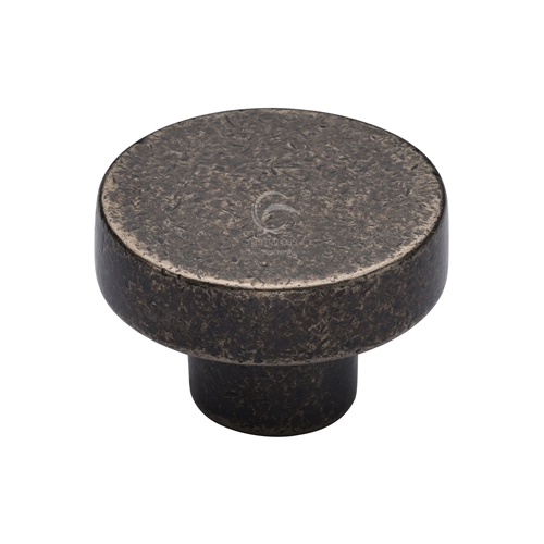Rustic Pewter Round Disc Cabinet Knob