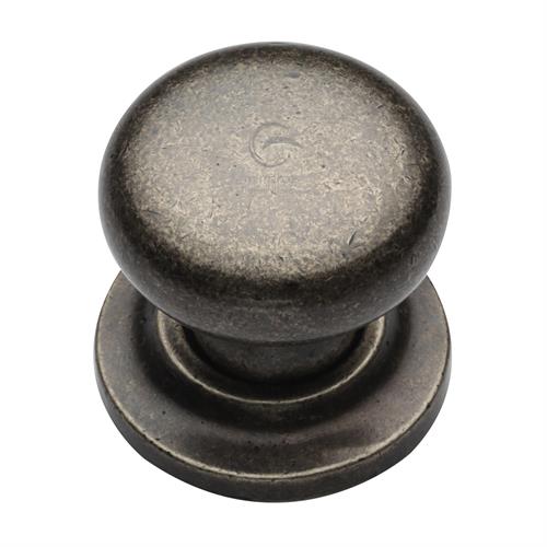 Rustic Pewter Round Cabinet Knob on Rose
