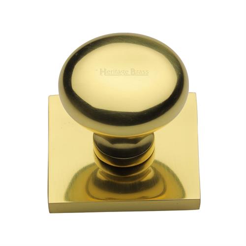 Victorian Round Cabinet Knob with Square Backplate