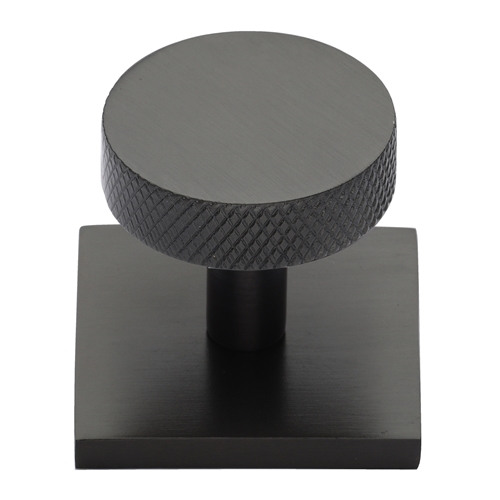 Knurled Disc Cabinet Knob with Square Backplate