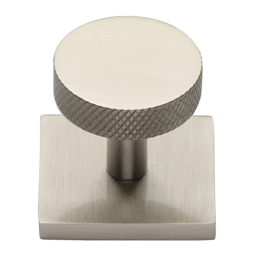 Knurled Disc Cabinet Knob with Square Backplate