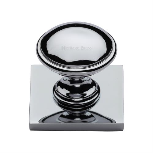 Domed Cabinet Knob with Square Backplate