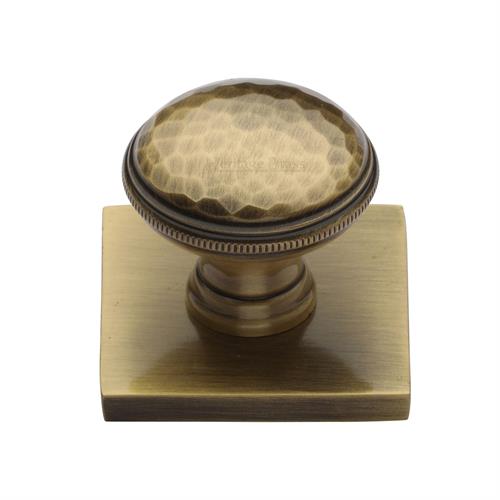 Diamond Cut Cabinet Knob with Square Backplate