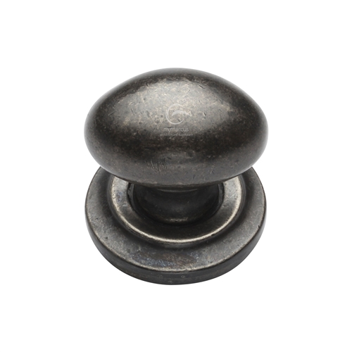 Pewter Cabinet Knob On Plate Oval Design