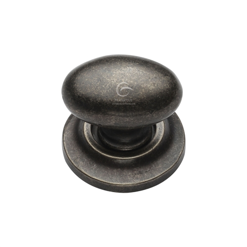 Pewter Cabinet Knob On Plate Oval Design